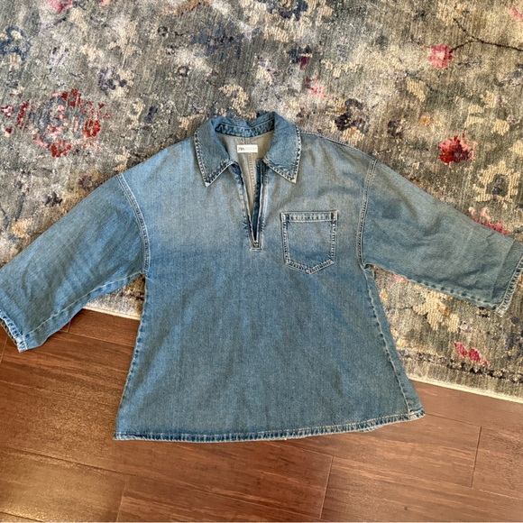 Oversized Zara TRF Denim Dress - Picture 1 of 4